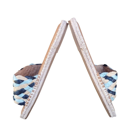 Old Navy Size 9 Blue Flat Woven Crafted Espadrille Slide Sandals - Picture 6 of 12